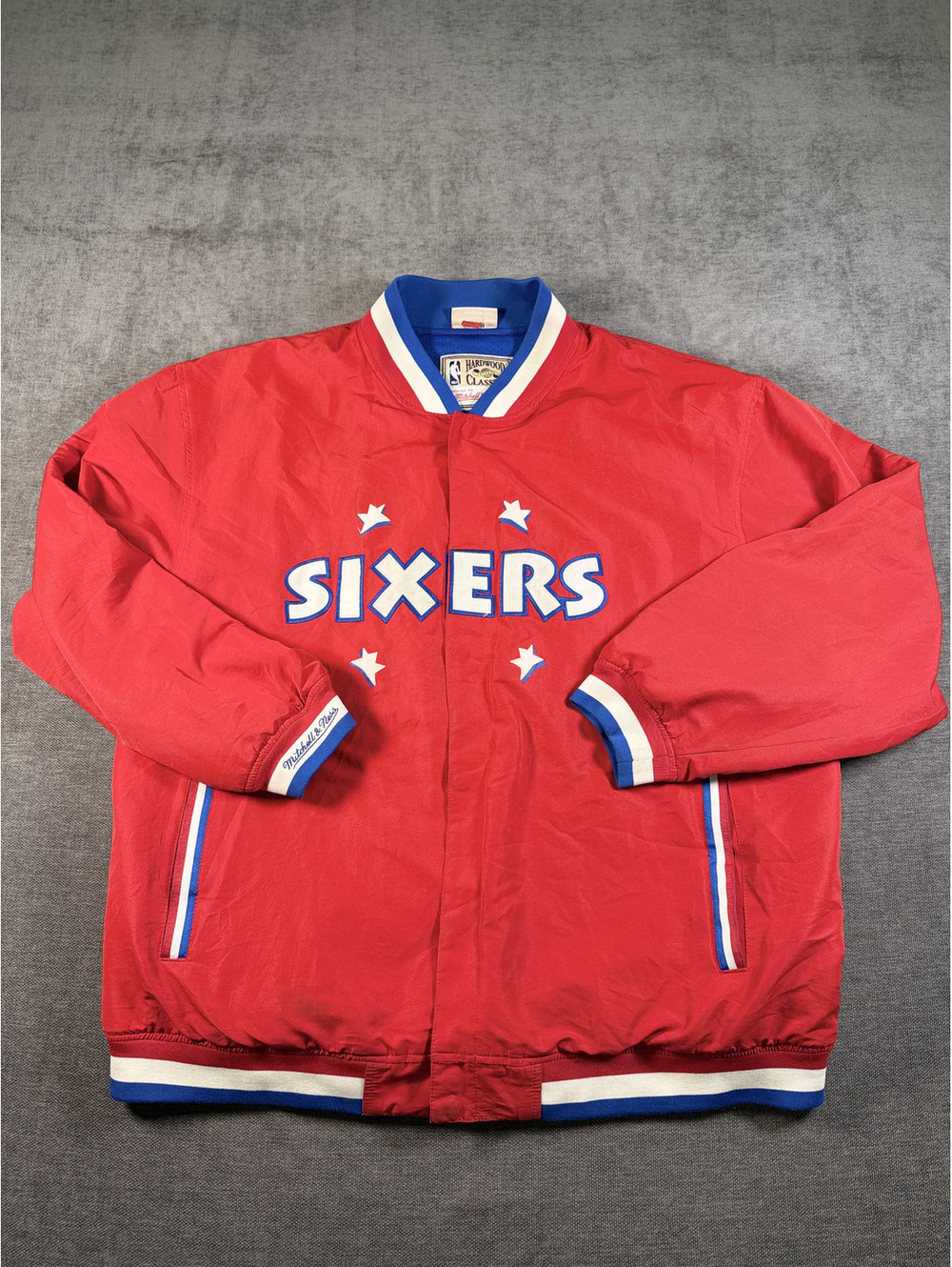 Mitchell & Ness Philadelphia 76ers Red Vintage Jacket, Size 2XL